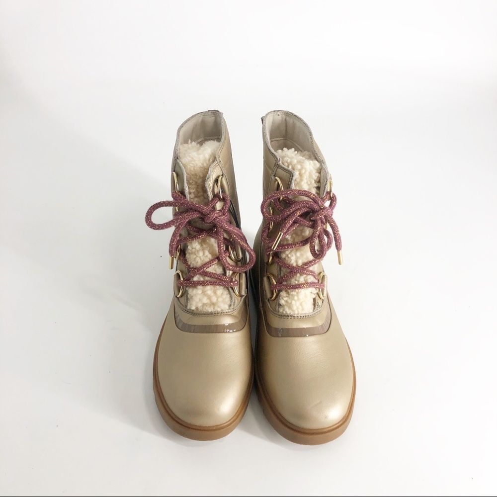 Sorel NWT Joan of Arc Next Lite Lux Gold Leather Boots 8 - Picture 5 of 9